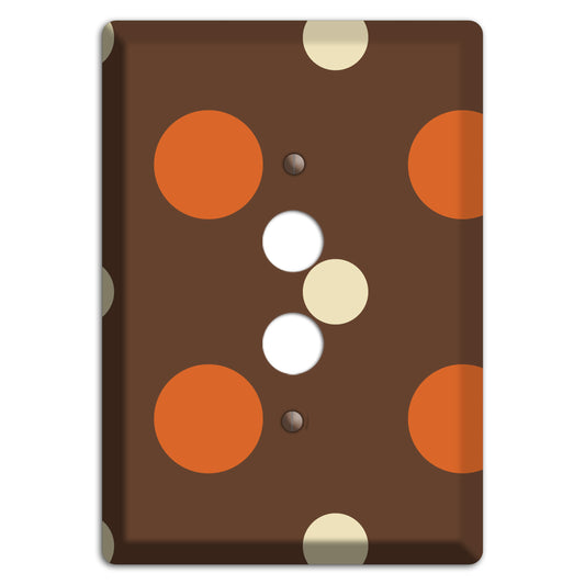 Brown with Coral and Beige Multi Medium Polka Dots 1 Pushbutton Wallplate