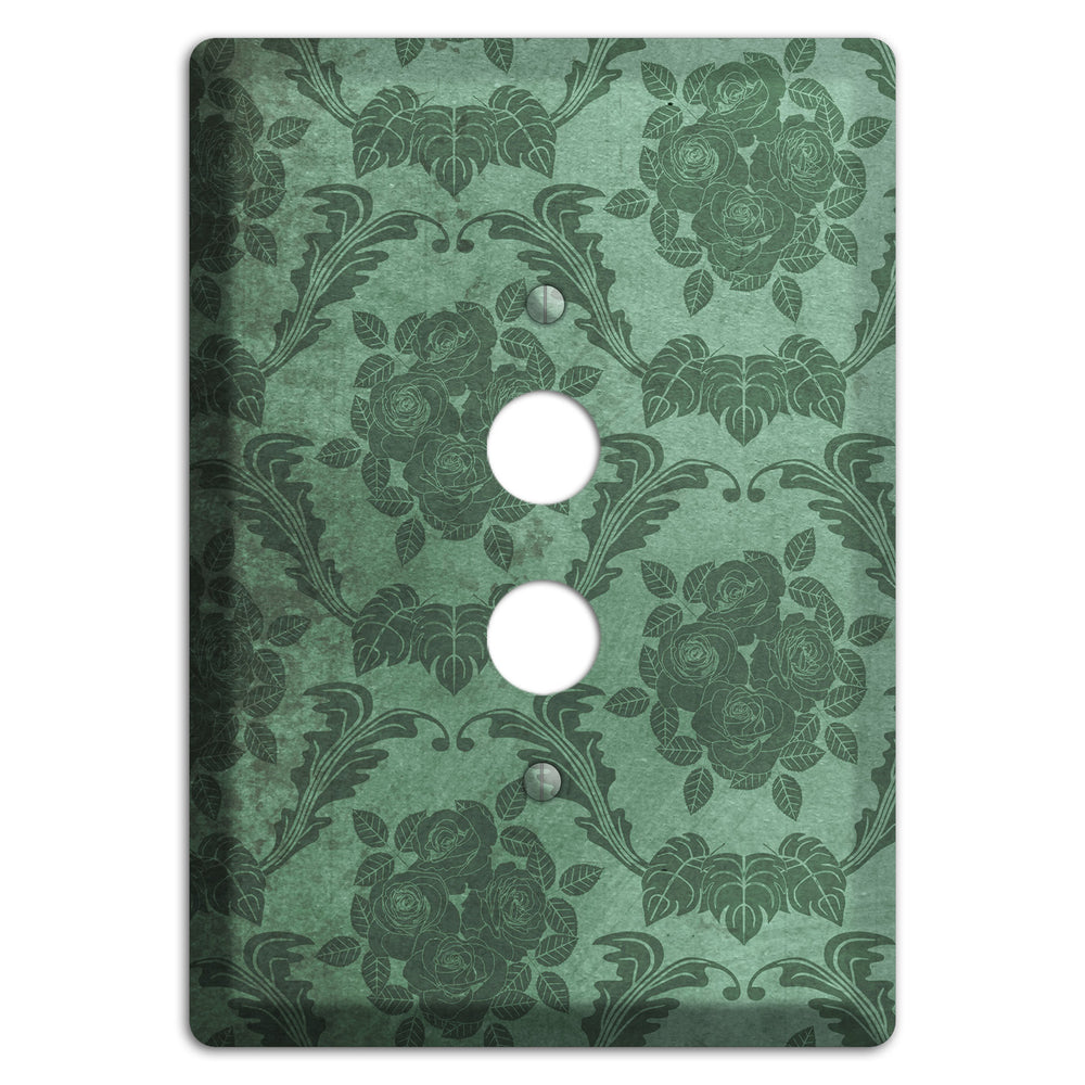 Viridian Green Vintage Rose Damask 1 Pushbutton Wallplate