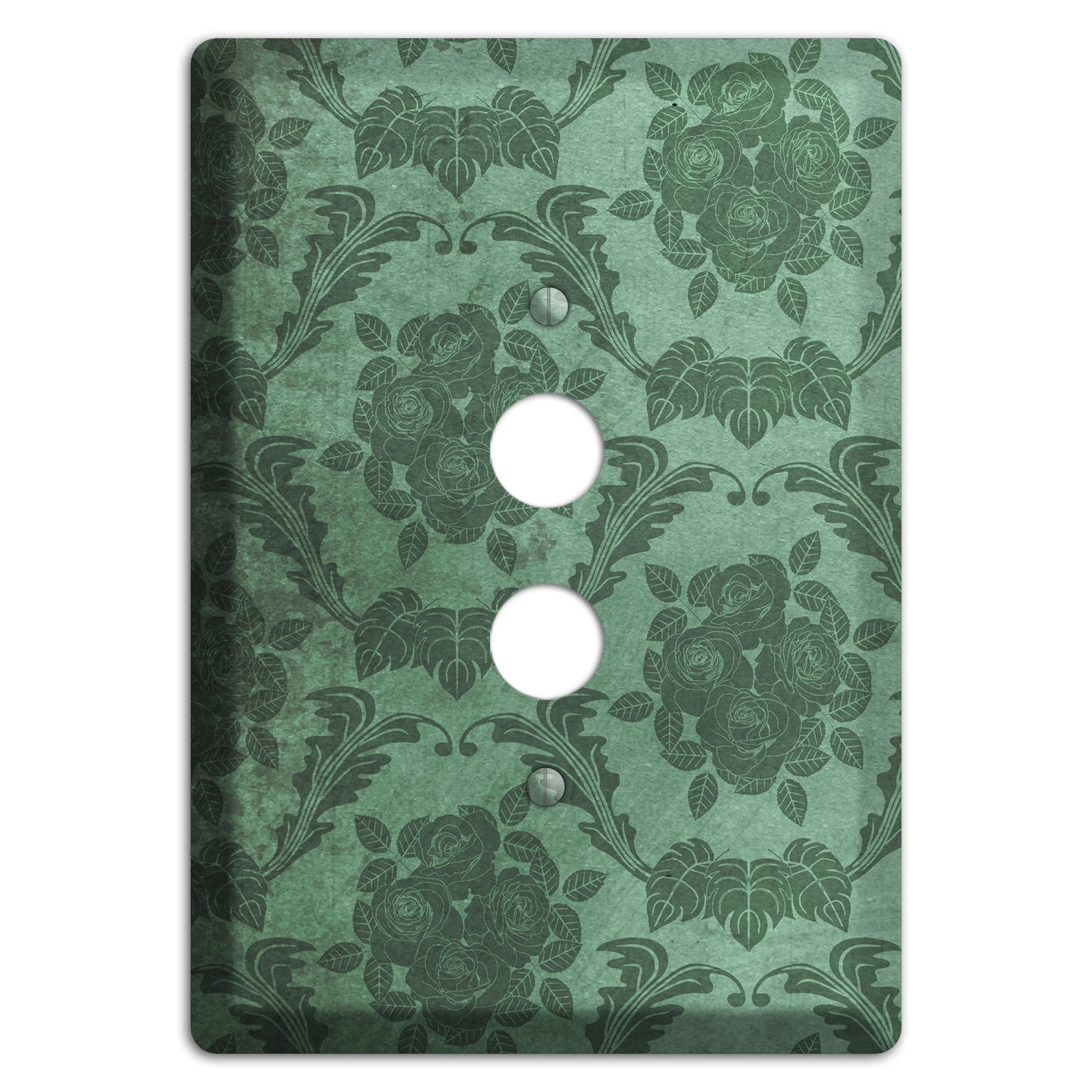 Viridian Green Vintage Rose Damask 1 Pushbutton Wallplate