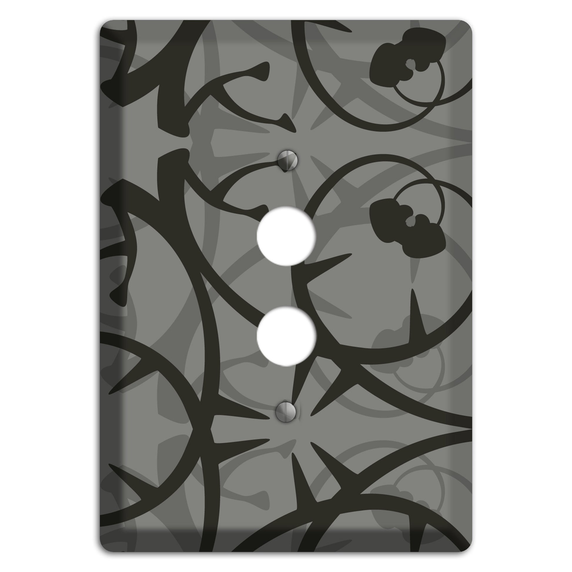 Grey with Black Retro Sprig 1 Pushbutton Wallplate