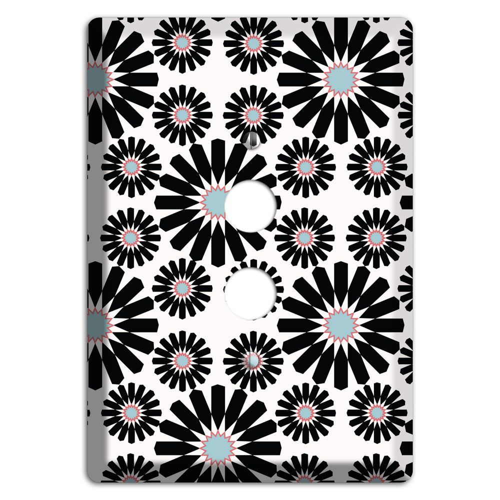 Dusty Blue Maroon Scandinavian Floral 1 Pushbutton Wallplate
