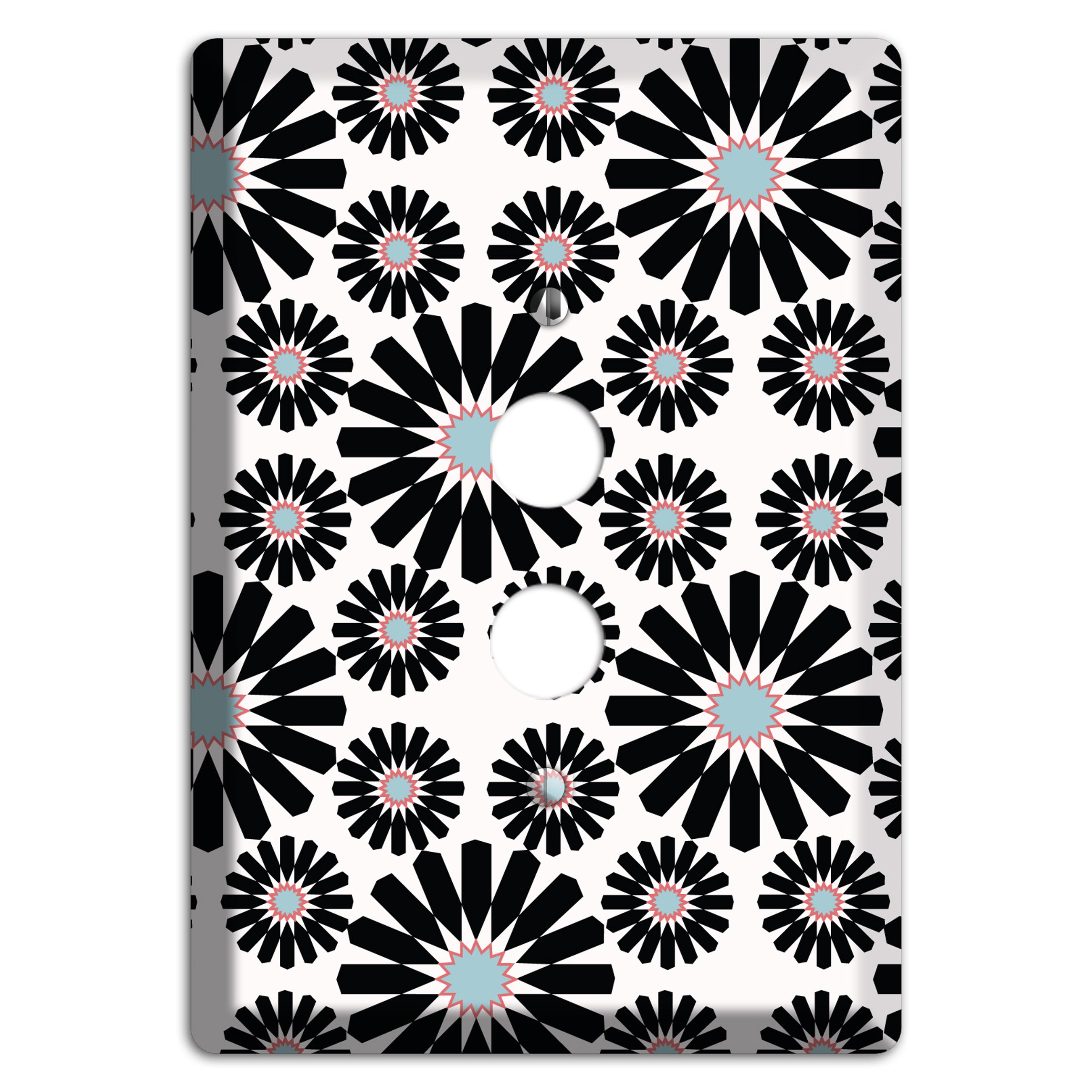 Dusty Blue Maroon Scandinavian Floral 1 Pushbutton Wallplate