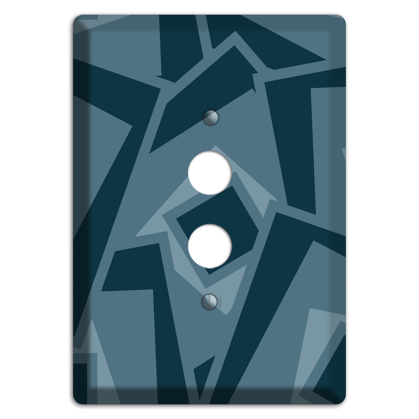 Blue-grey Retro Cubist 1 Pushbutton Wallplate