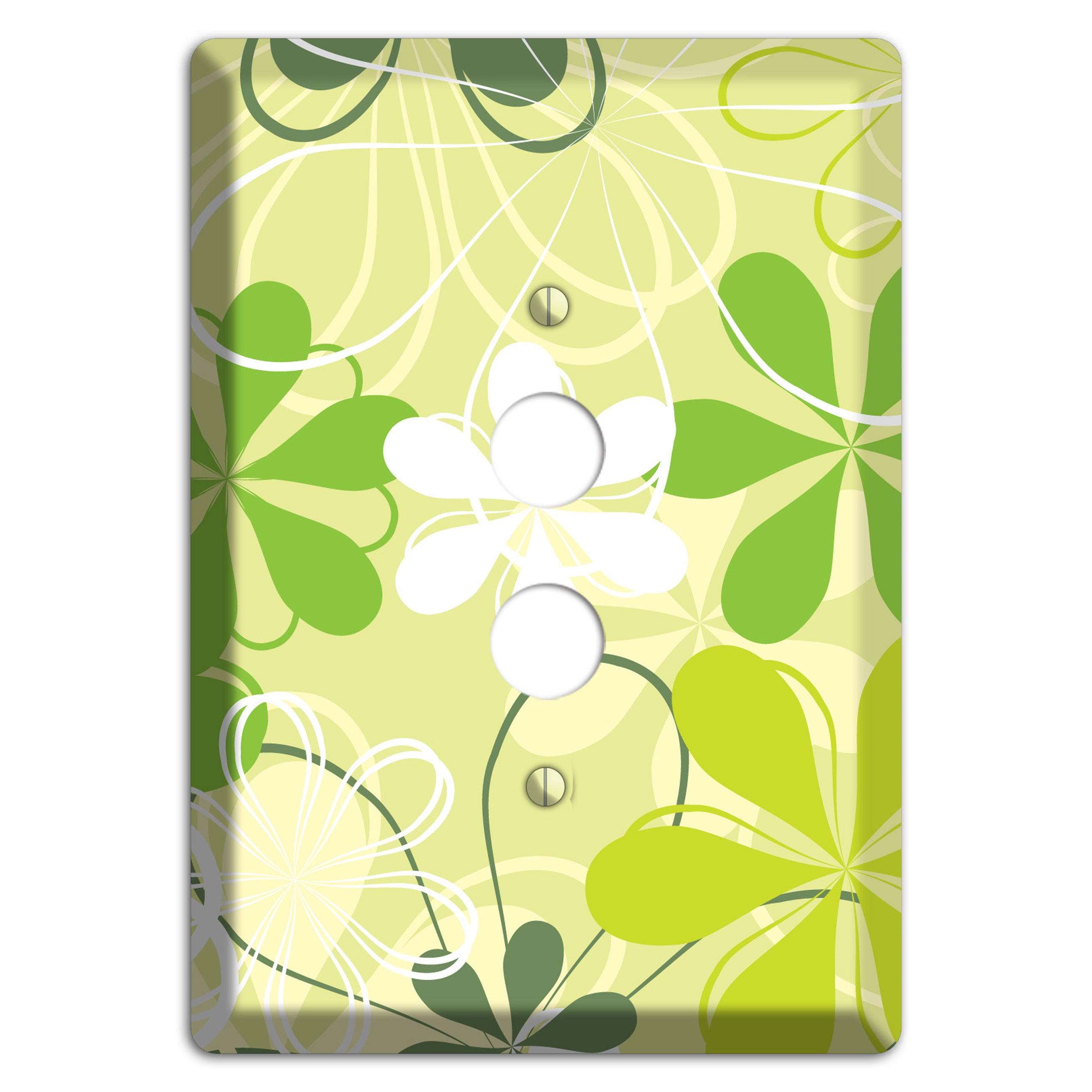 Green Retro Flowers 1 Pushbutton Wallplate