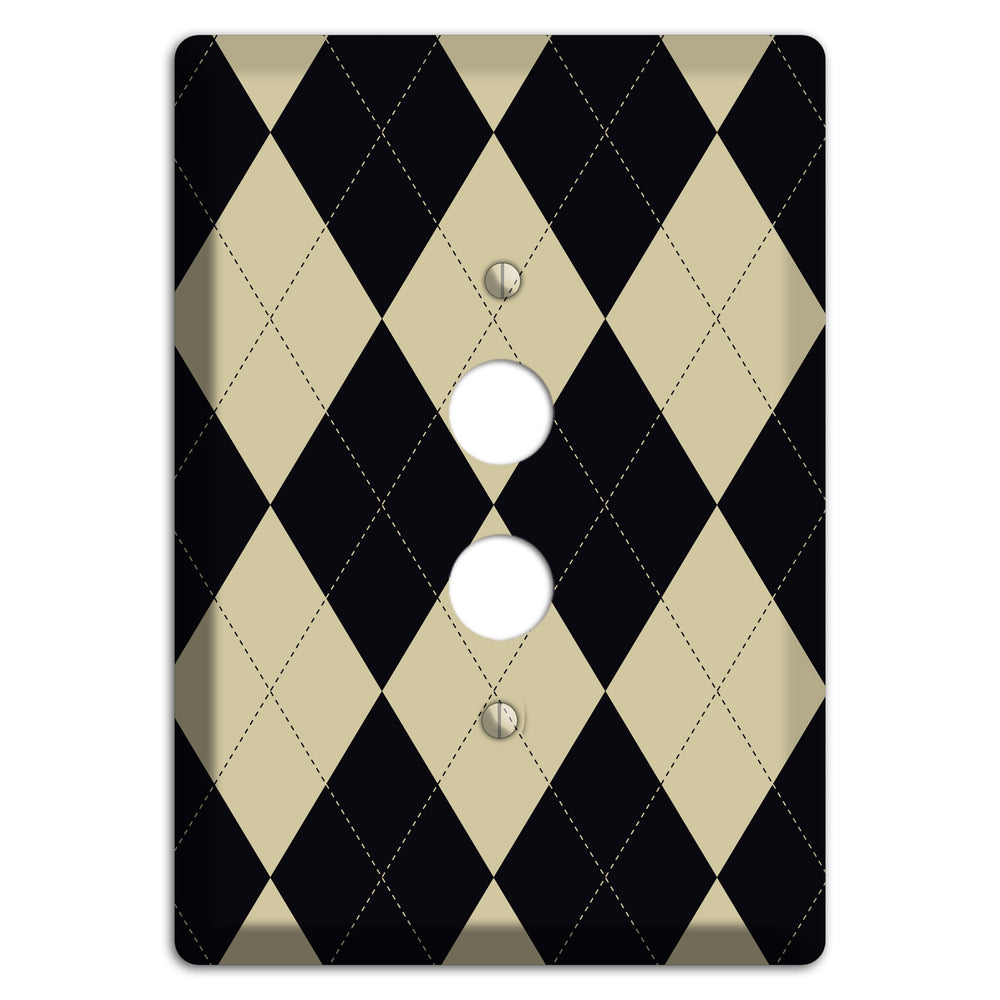 Tan and Black Argyle 1 Pushbutton Wallplate
