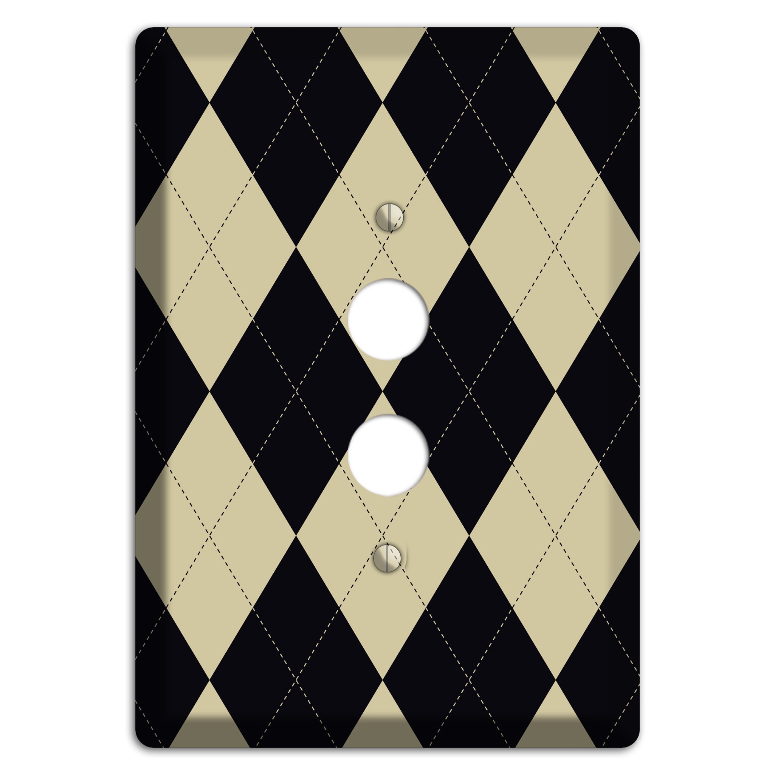 Tan and Black Argyle 1 Pushbutton Wallplate