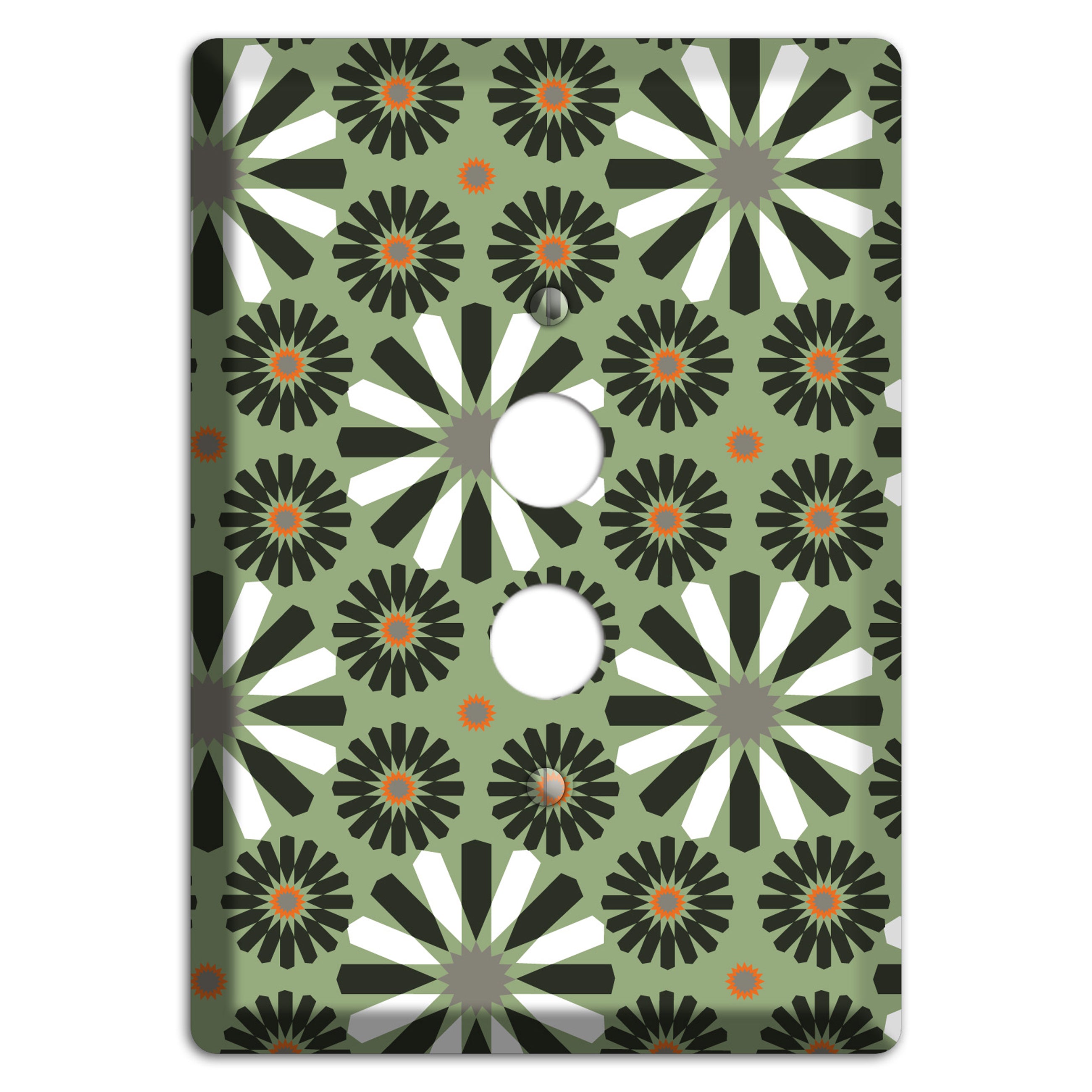Olive with Scandinavian Floral 1 Pushbutton Wallplate