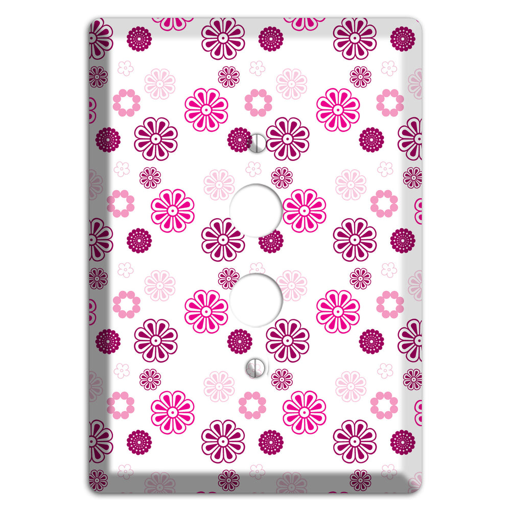 Maroon and Pink Retro Floral 1 Pushbutton Wallplate