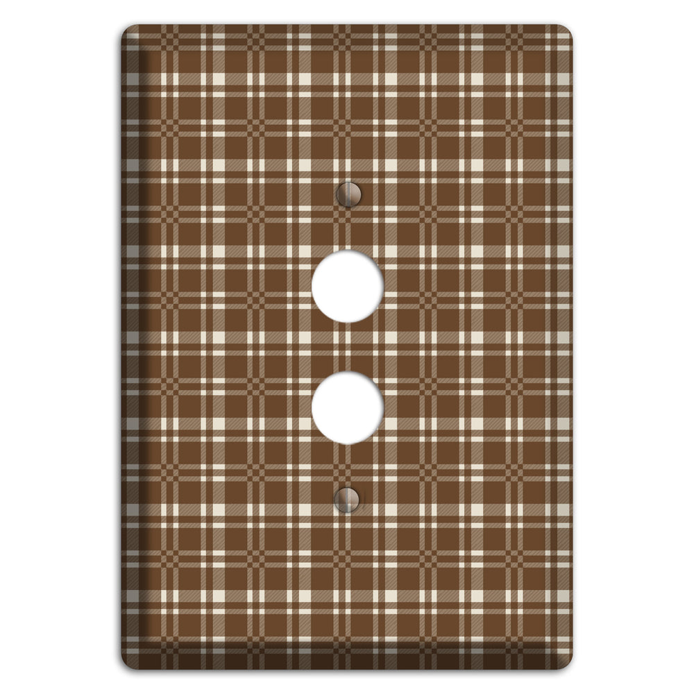 Medium Brown Plaid 1 Pushbutton Wallplate