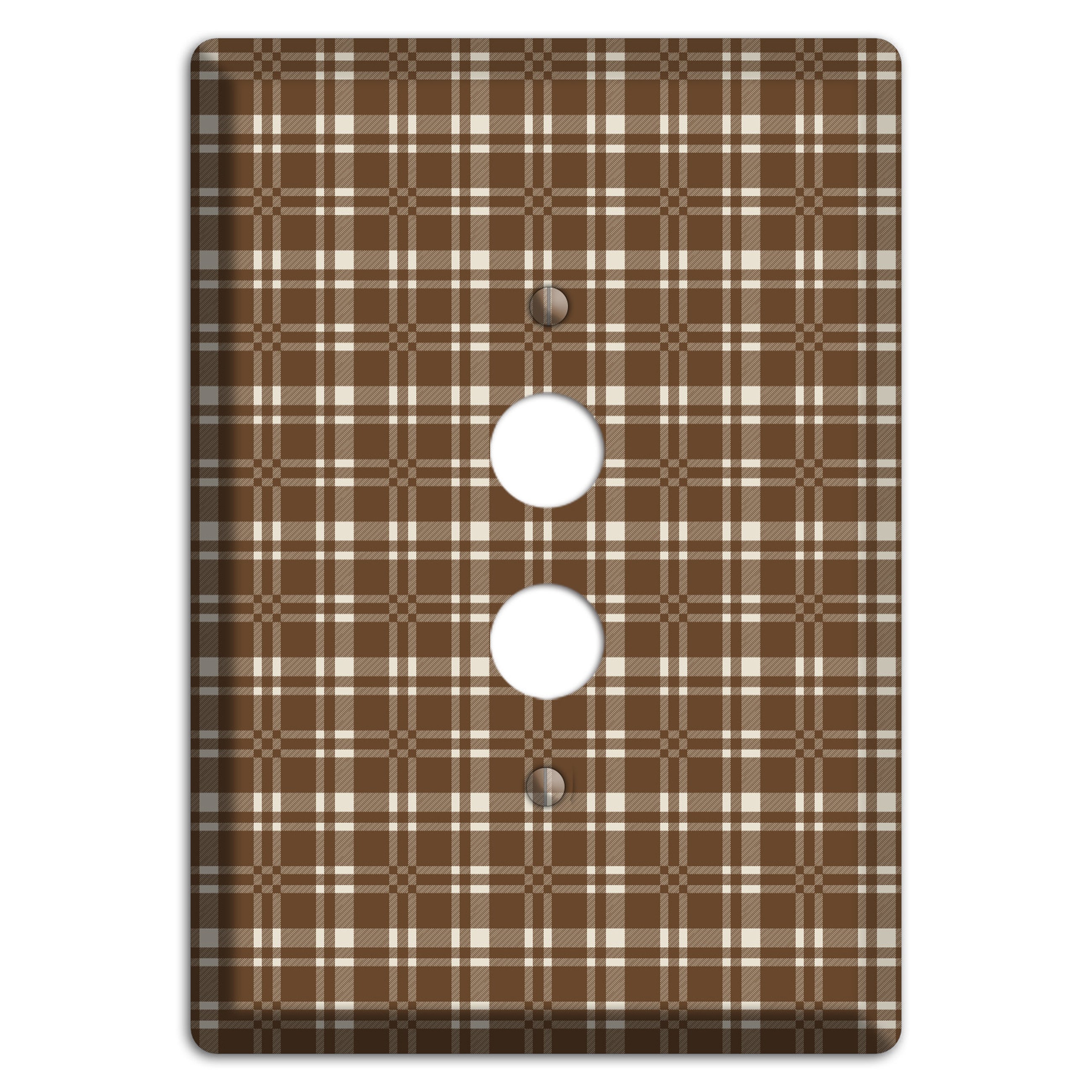 Medium Brown Plaid 1 Pushbutton Wallplate