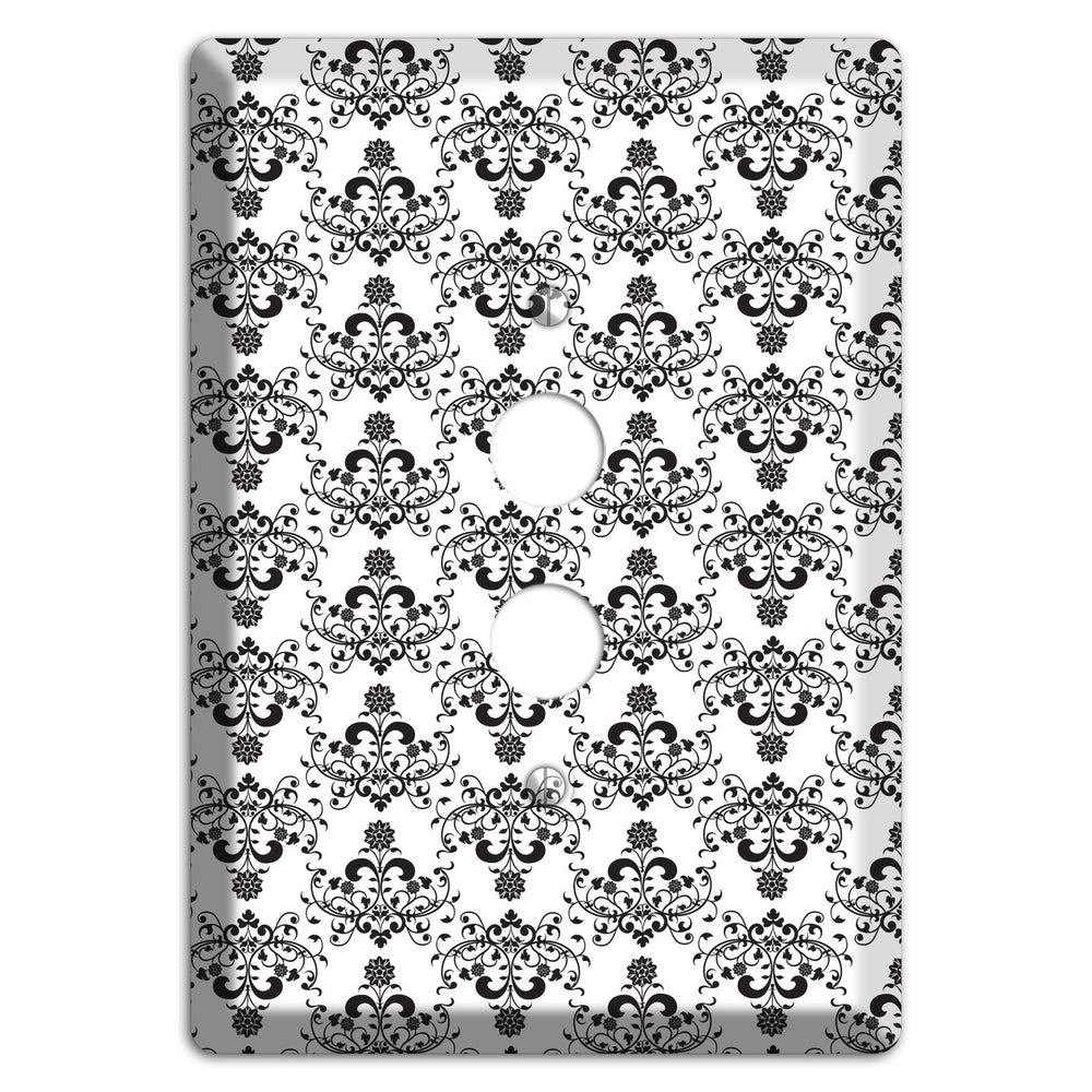 White with Black Cartouche Half Drop 1 Pushbutton Wallplate