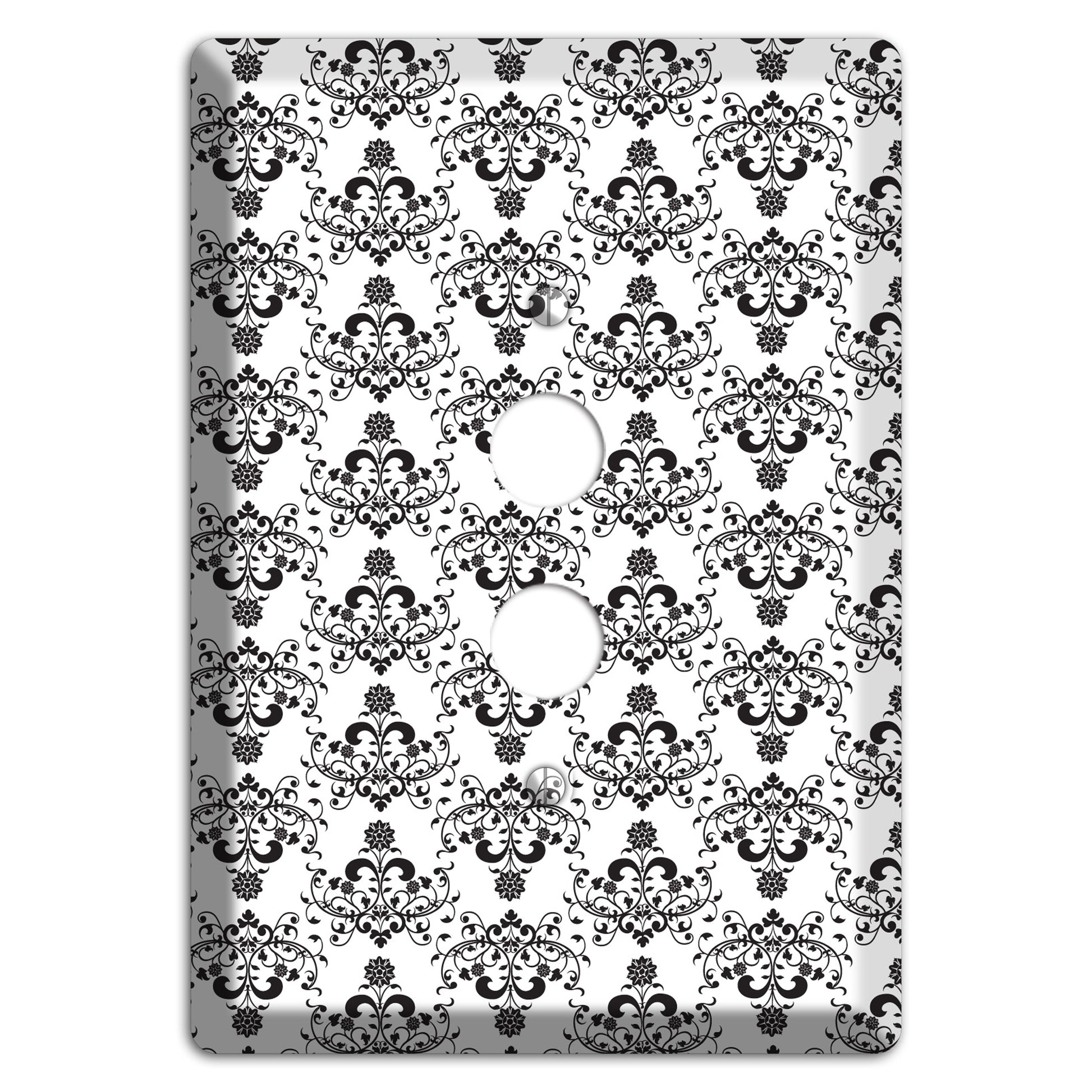 White with Black Cartouche Half Drop 1 Pushbutton Wallplate