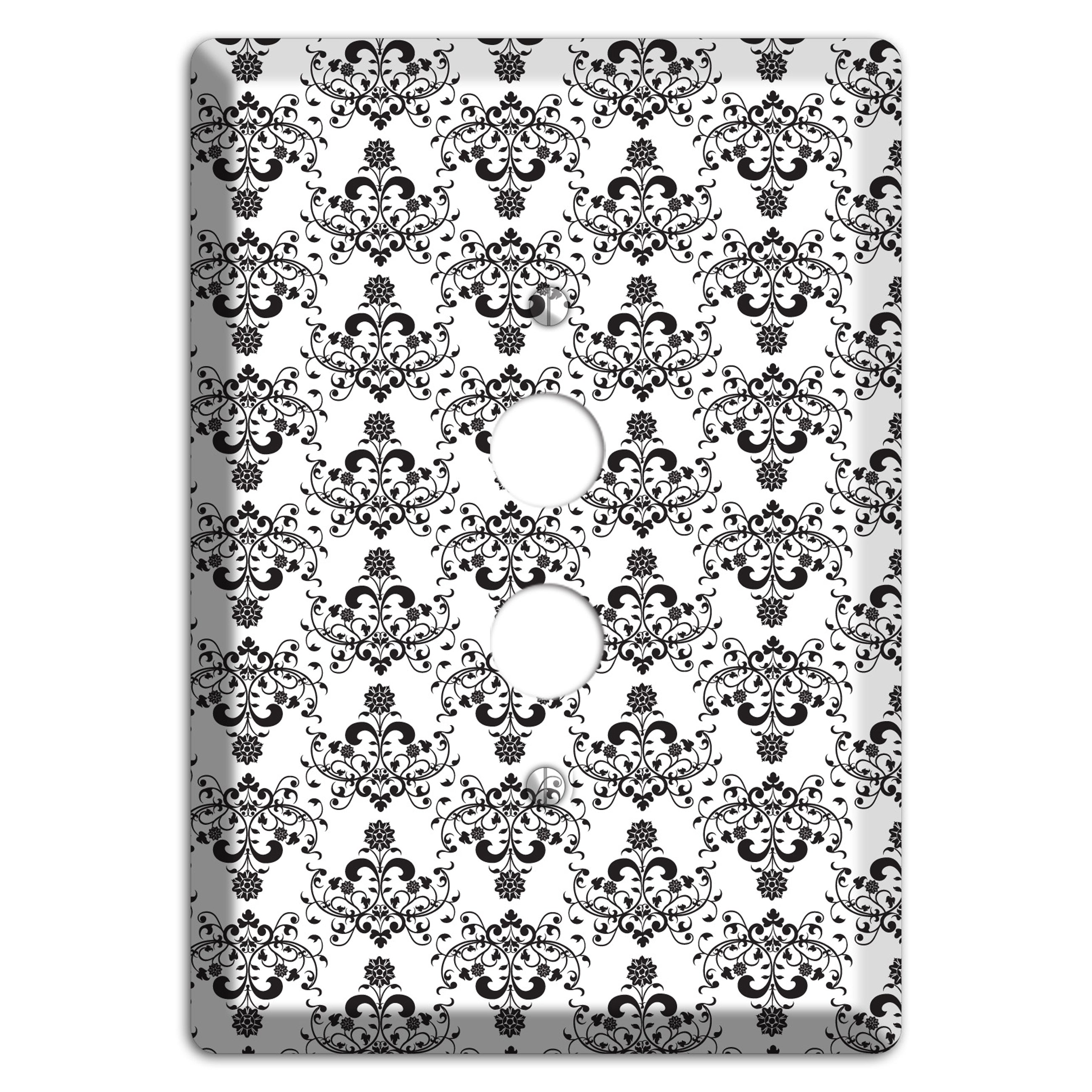 White with Black Cartouche Half Drop 1 Pushbutton Wallplate