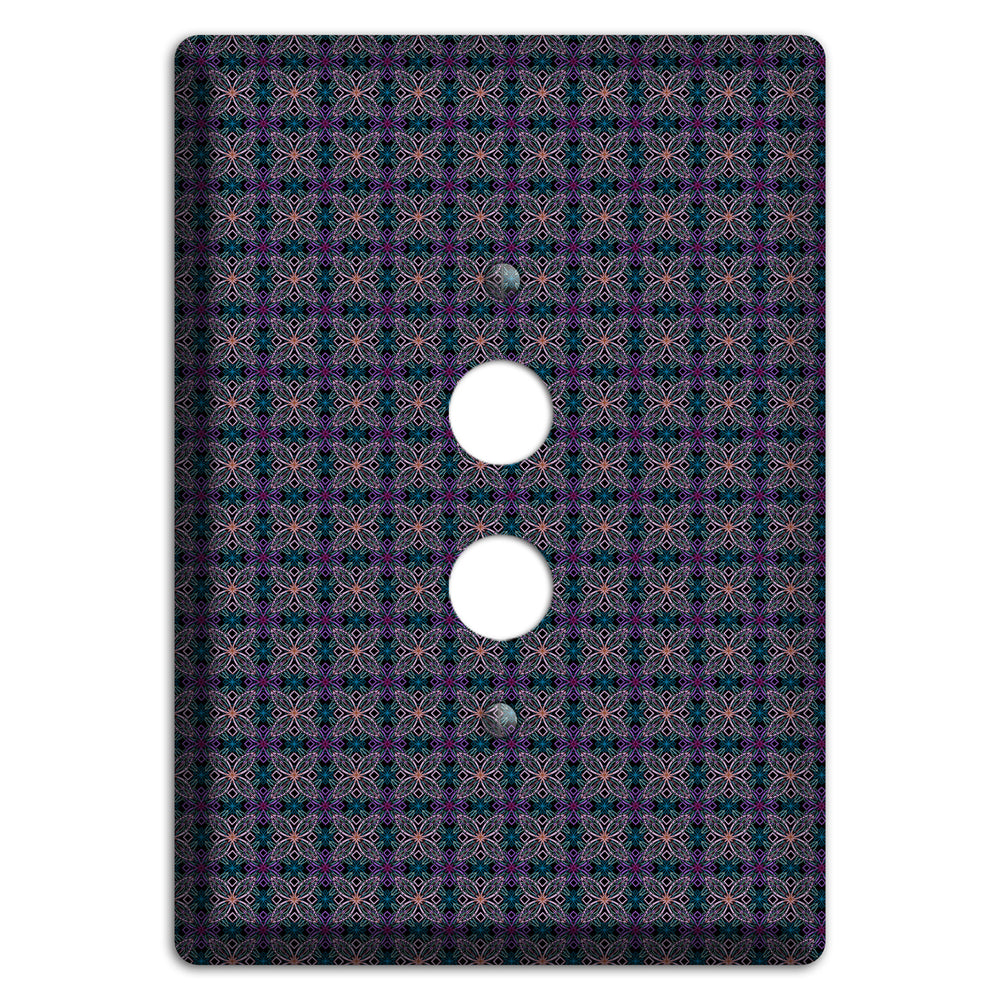 Purple and Green Tiled Floral Foulard 1 Pushbutton Wallplate