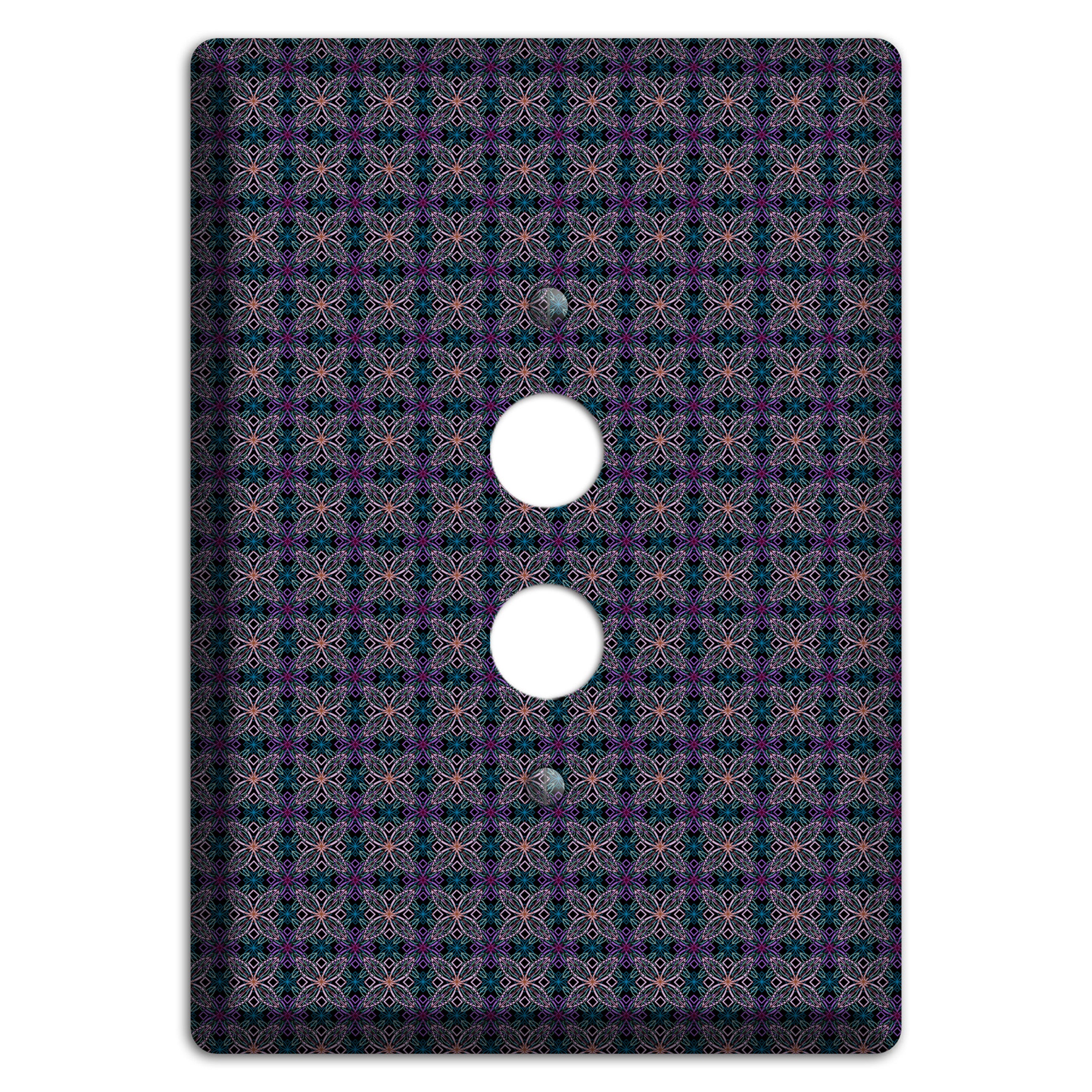 Purple and Green Tiled Floral Foulard 1 Pushbutton Wallplate