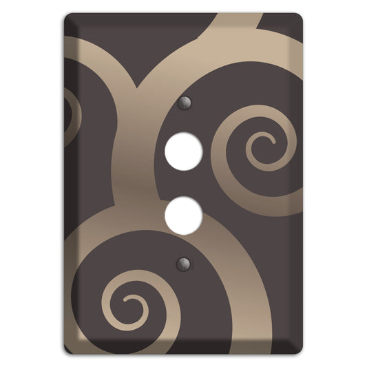 Brown with Beige Large Swirl 1 Pushbutton Wallplate