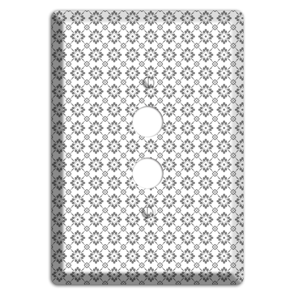 White with Grey Foulard 1 Pushbutton Wallplate