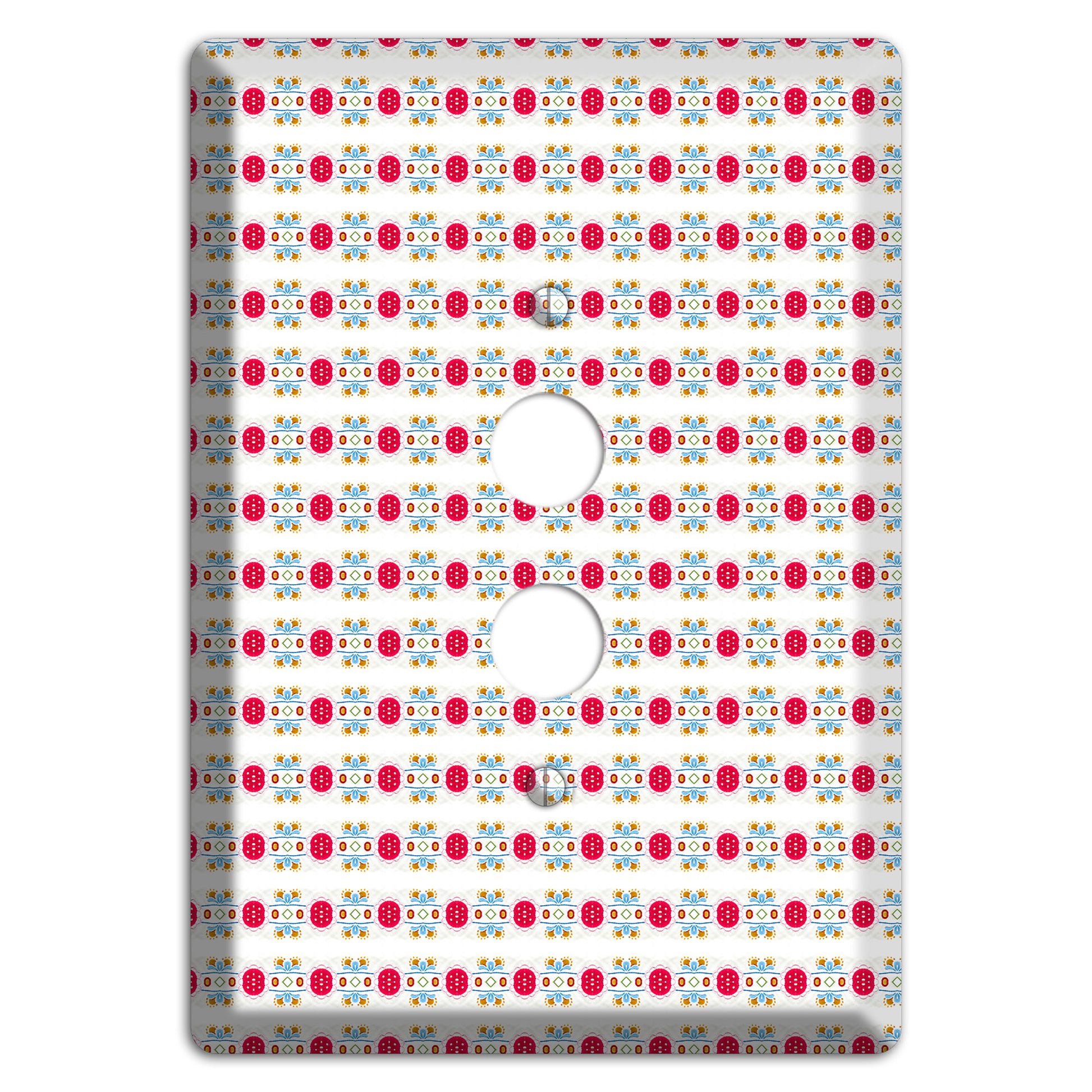 Off White with Red Blue Olive Tapestry 1 Pushbutton Wallplate