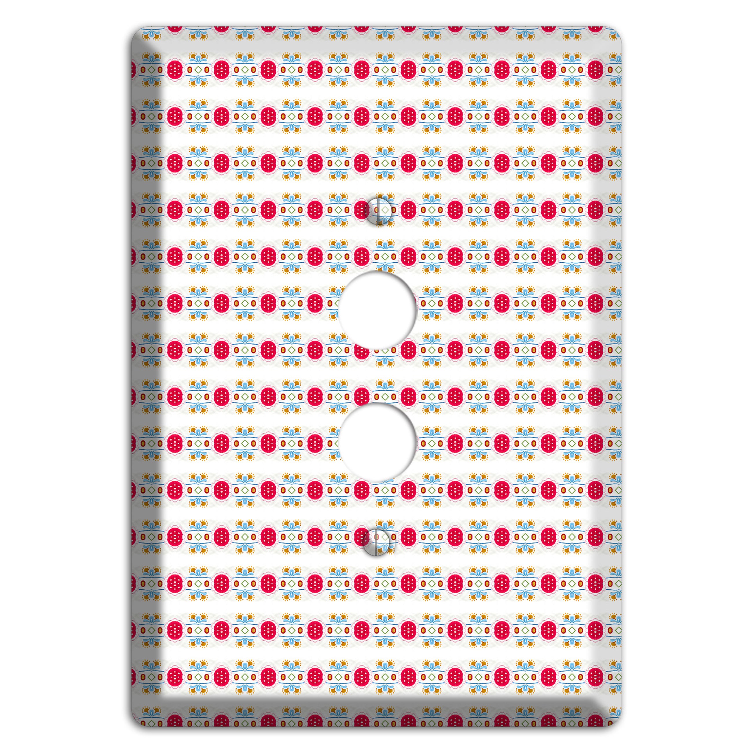 Off White with Red Blue Olive Tapestry 1 Pushbutton Wallplate