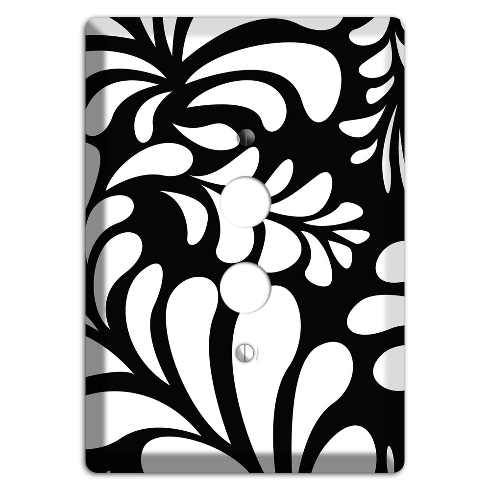 Black with White Herati 1 Pushbutton Wallplate