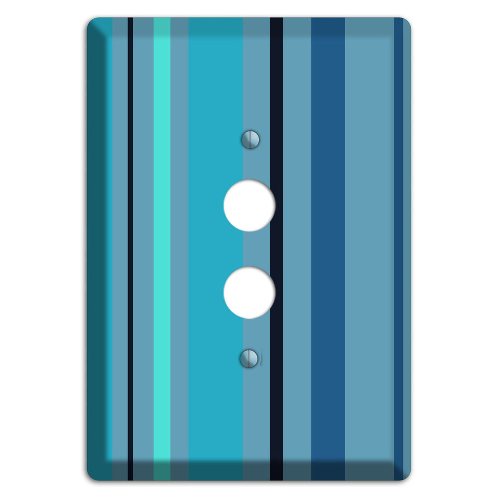 Multi Turquoise Vertical Stripe 1 Pushbutton Wallplate