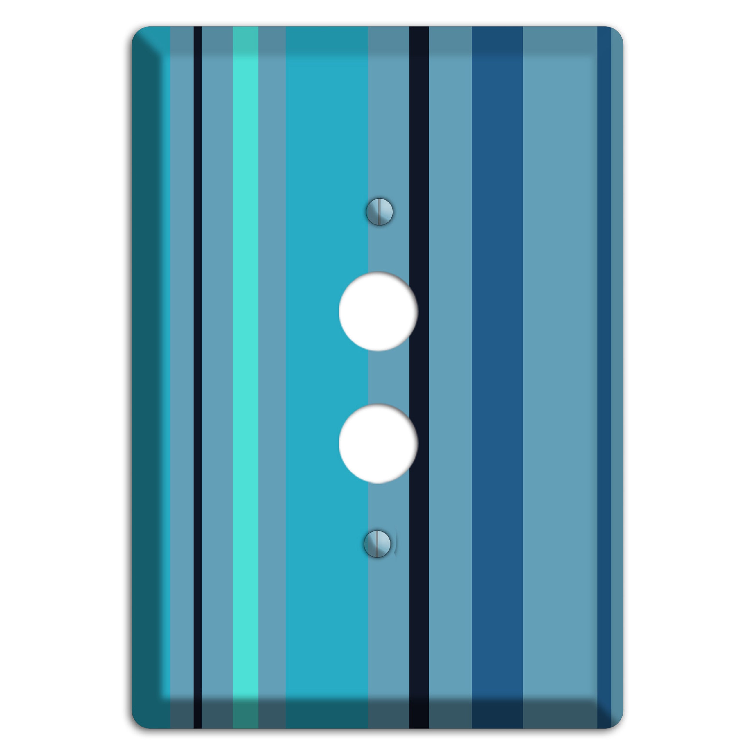 Multi Turquoise Vertical Stripe 1 Pushbutton Wallplate