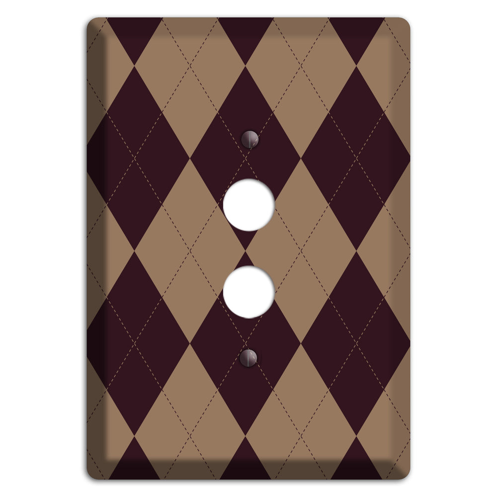 Burguny and Beige Argyle 1 Pushbutton Wallplate