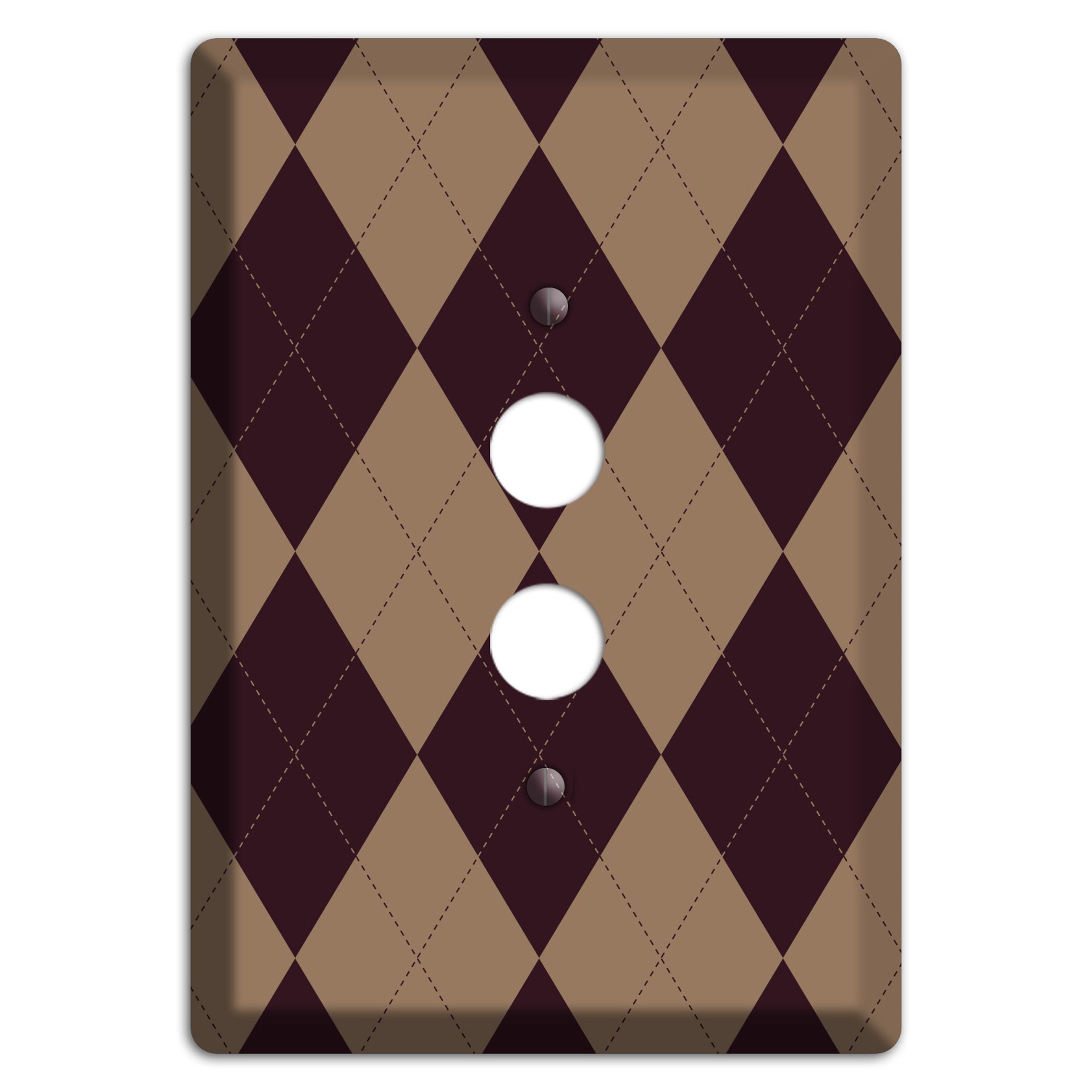 Burguny and Beige Argyle 1 Pushbutton Wallplate