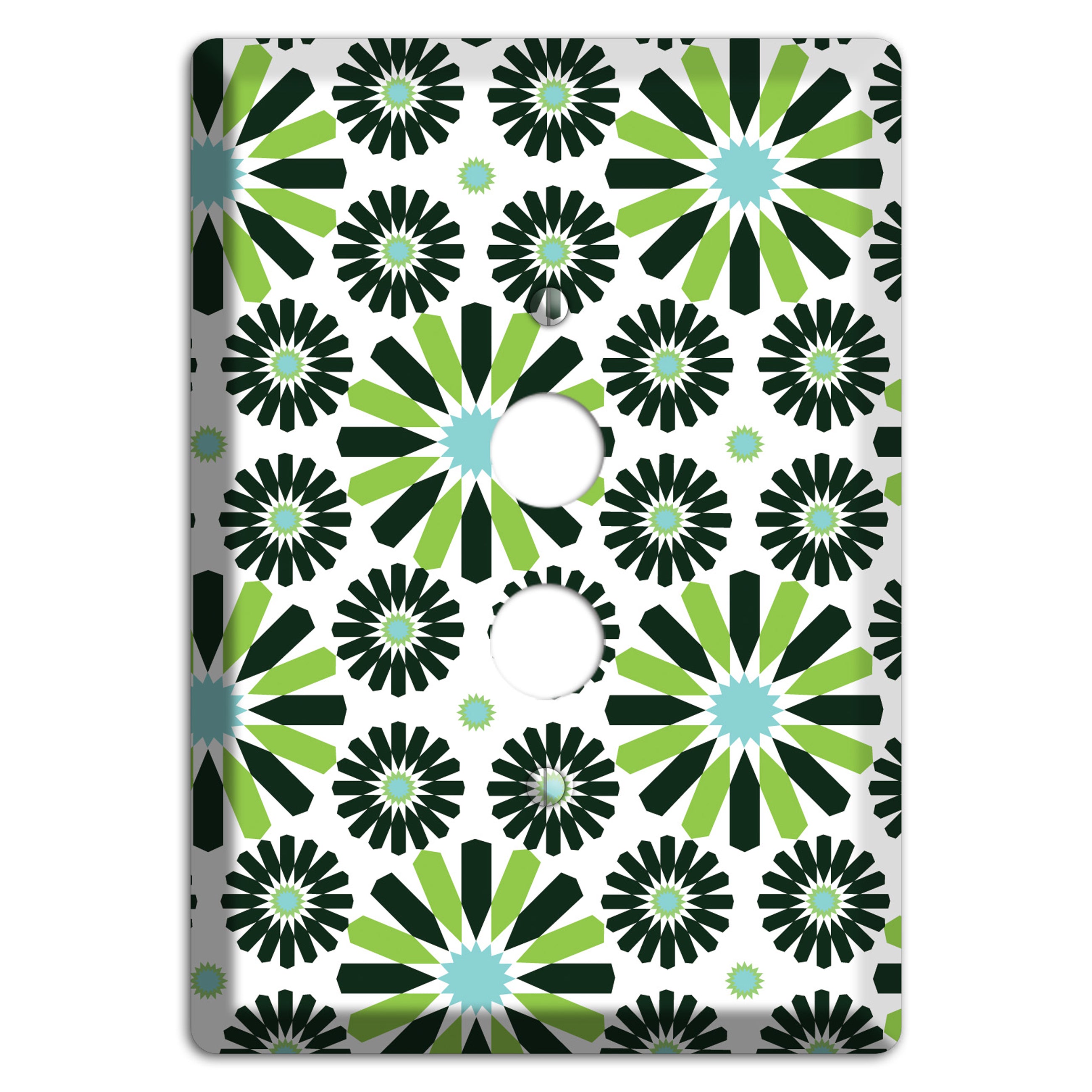 Lime and Teal Scandinavian Floral 2 1 Pushbutton Wallplate