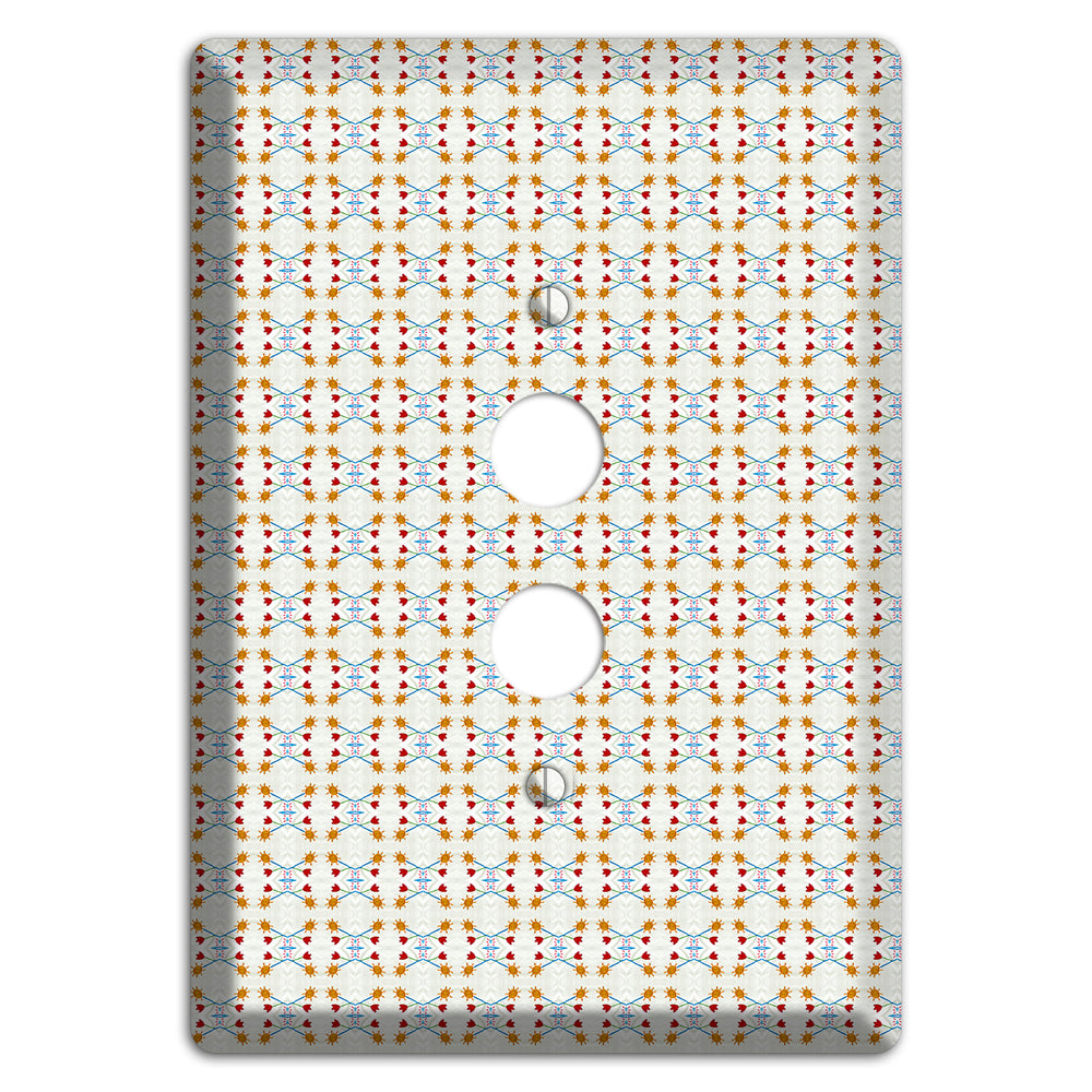 Off White Red Blue Retro Arabesque 1 Pushbutton Wallplate