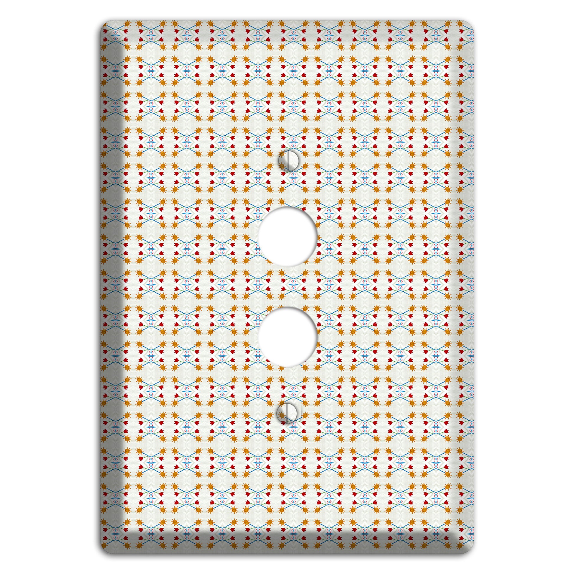 Off White Red Blue Retro Arabesque 1 Pushbutton Wallplate