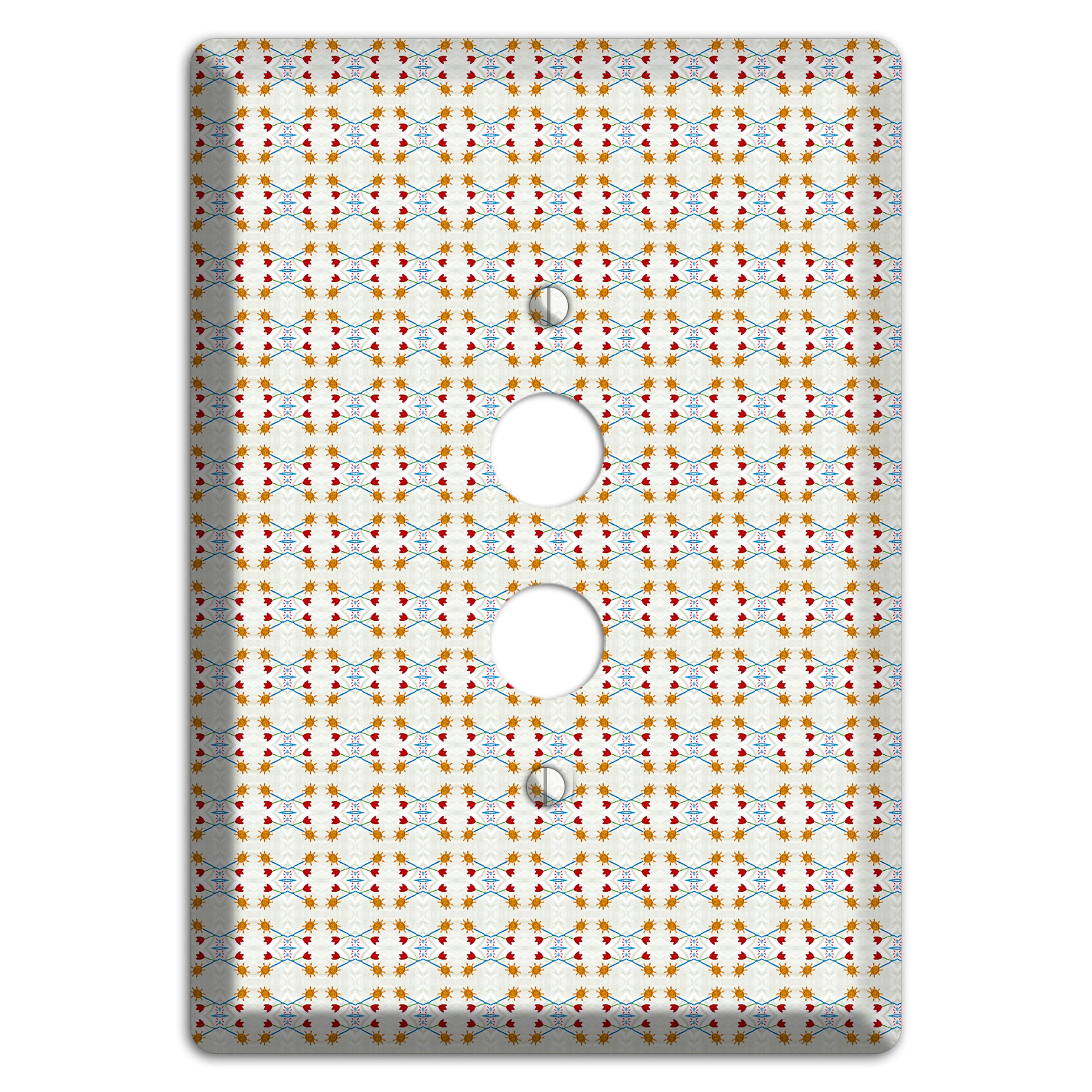 Off White Red Blue Retro Arabesque 1 Pushbutton Wallplate