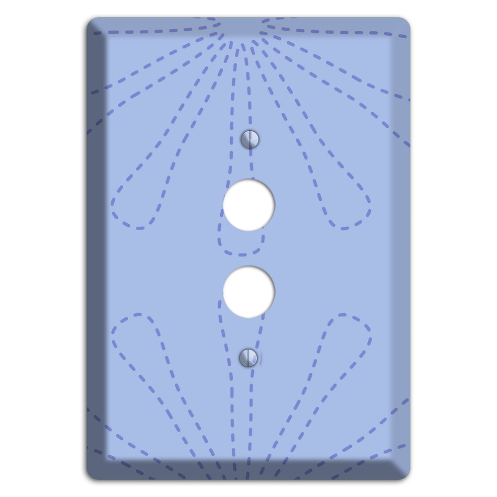 Periwinkle Retro Stipple Floral Contour 1 Pushbutton Wallplate