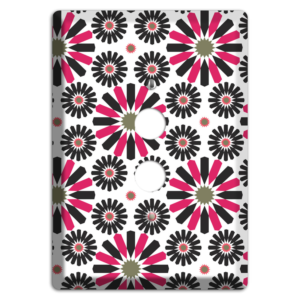 Red and Brown Scandinavian Floral 1 Pushbutton Wallplate