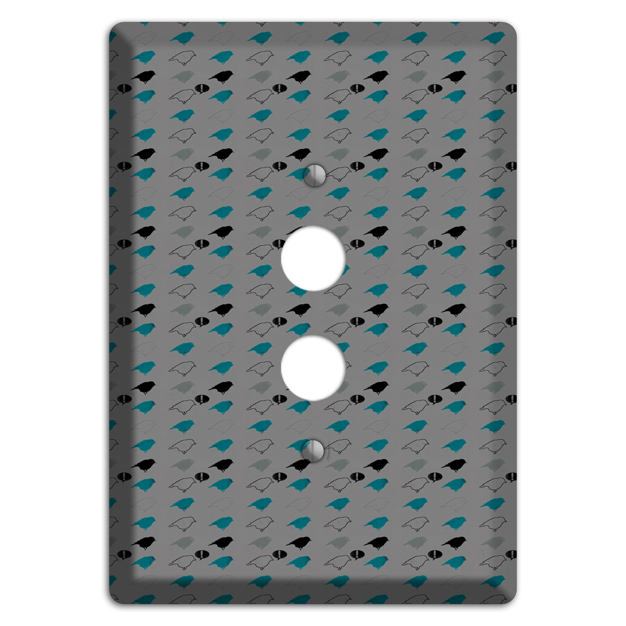 Grey with Small Green Birds 3 1 Pushbutton Wallplate