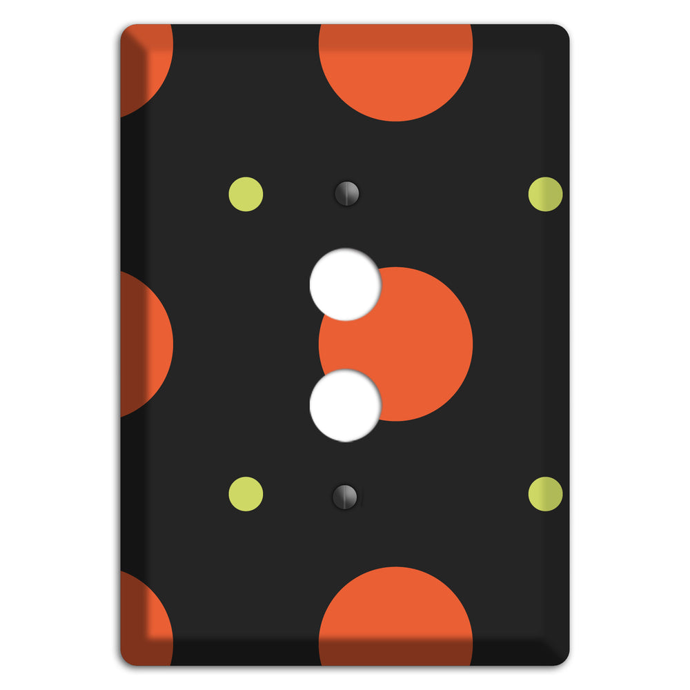 Black wih Orange and Lime Multi Tiled Medium Dots 1 Pushbutton Wallplate