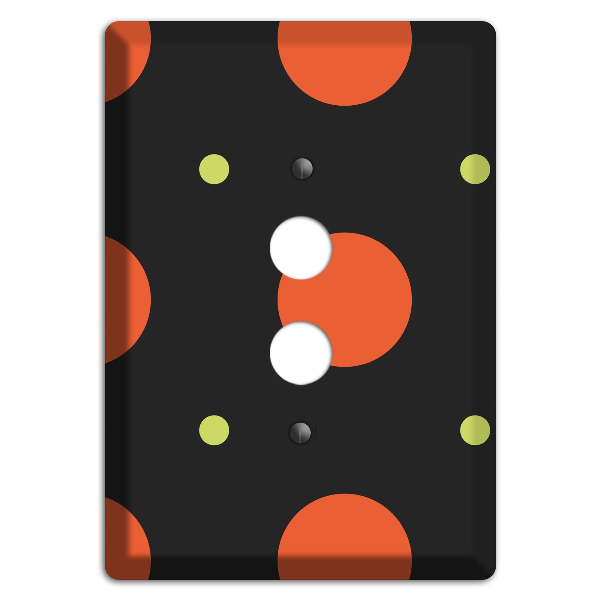 Black wih Orange and Lime Multi Tiled Medium Dots 1 Pushbutton Wallplate