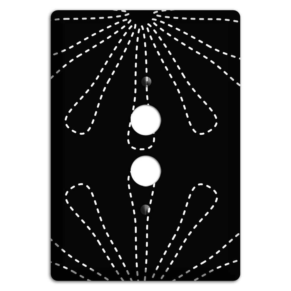 Black with White Retro Stipple Floral Contour 1 Pushbutton Wallplate