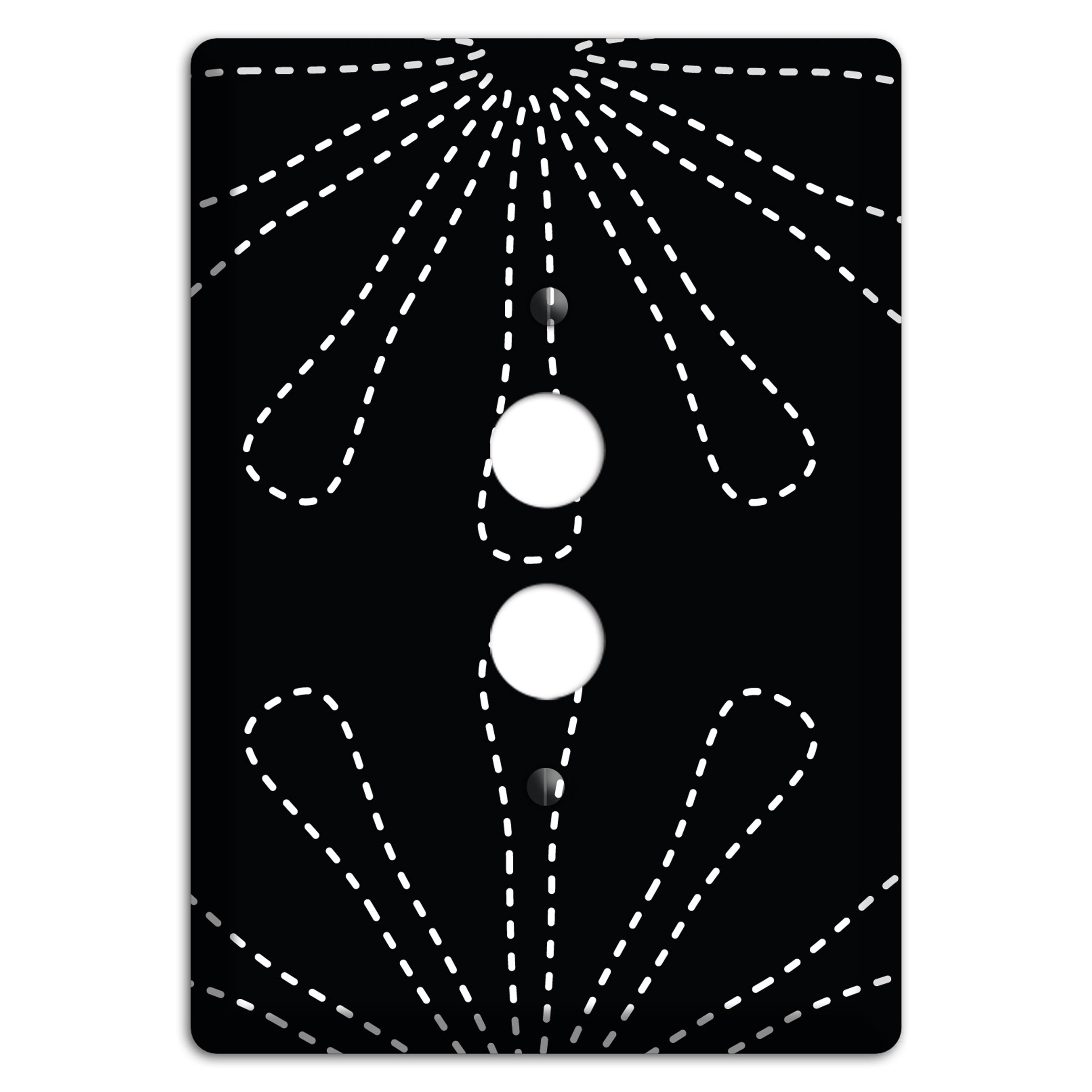 Black with White Retro Stipple Floral Contour 1 Pushbutton Wallplate