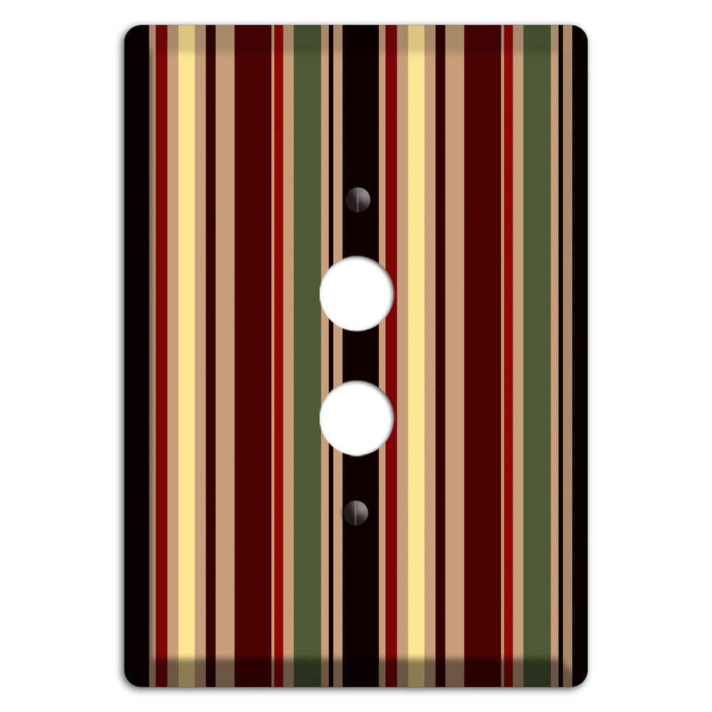 Multi olive and Burgundy Vertical Stripes 1 Pushbutton Wallplate