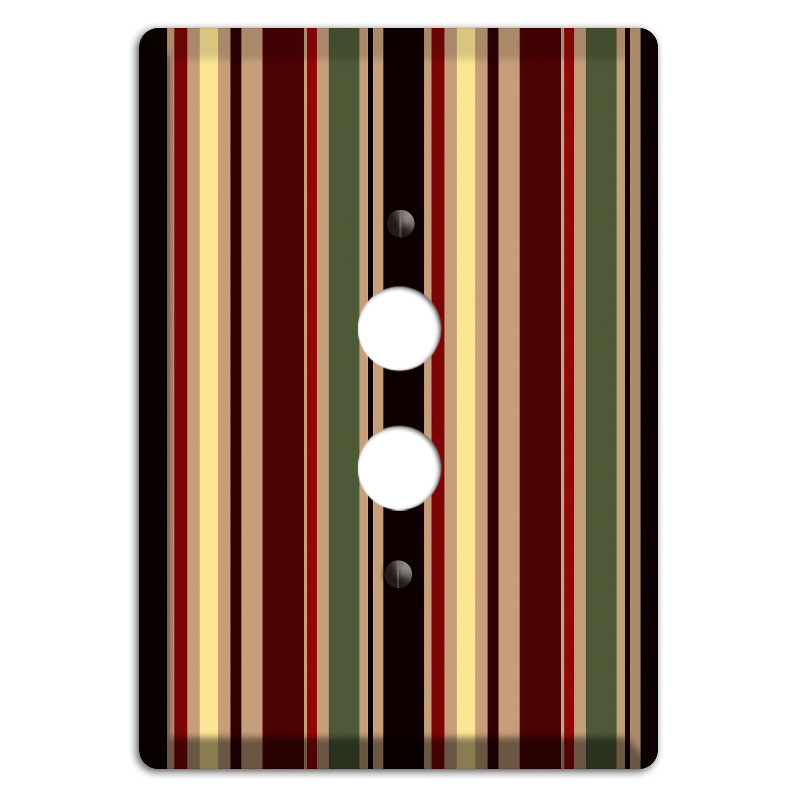 Multi olive and Burgundy Vertical Stripes 1 Pushbutton Wallplate
