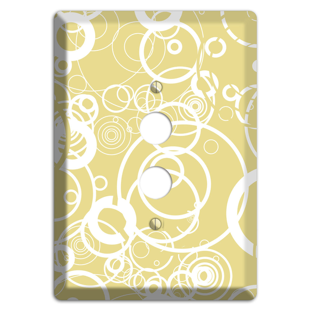 Beige with White Rings 1 Pushbutton Wallplate