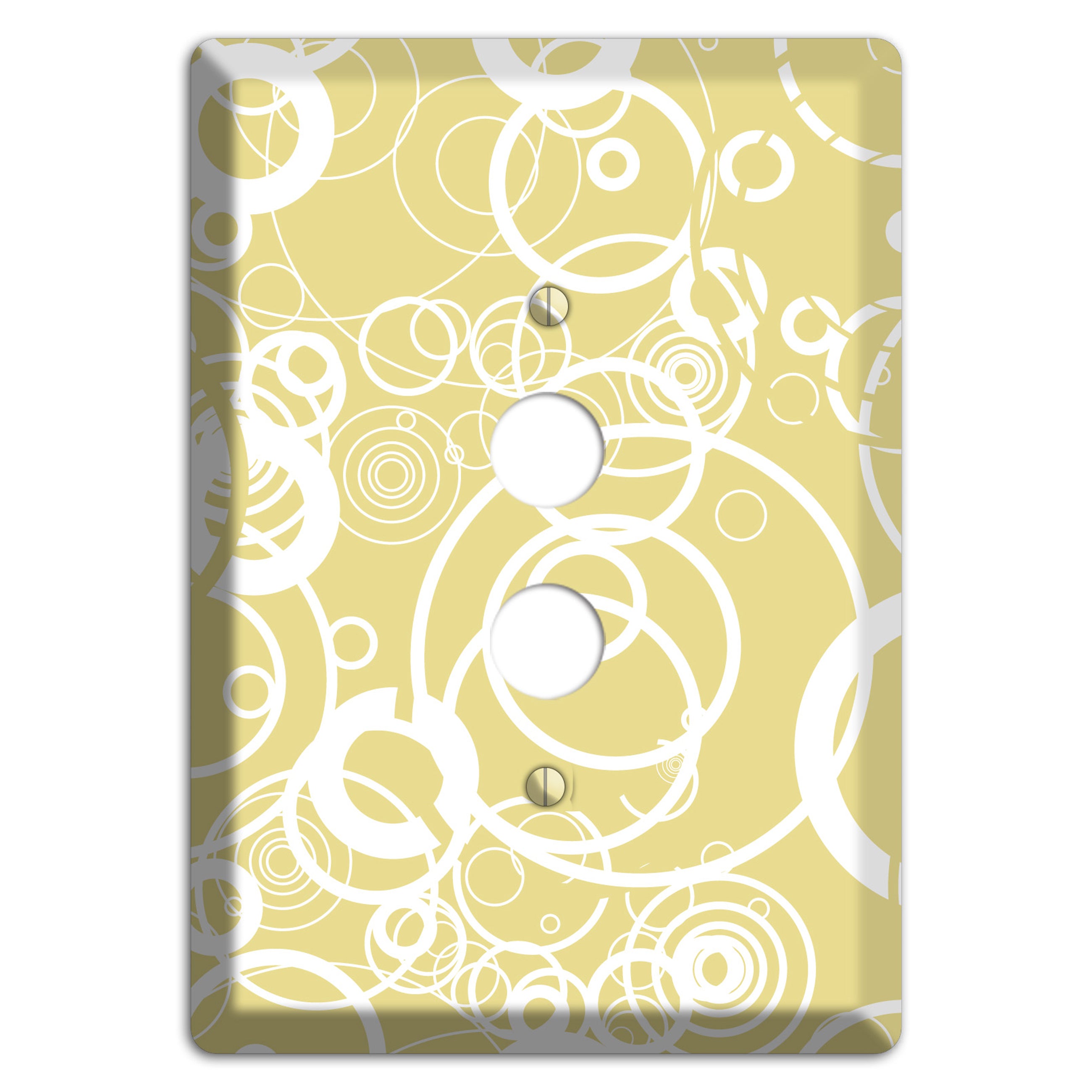 Beige with White Rings 1 Pushbutton Wallplate