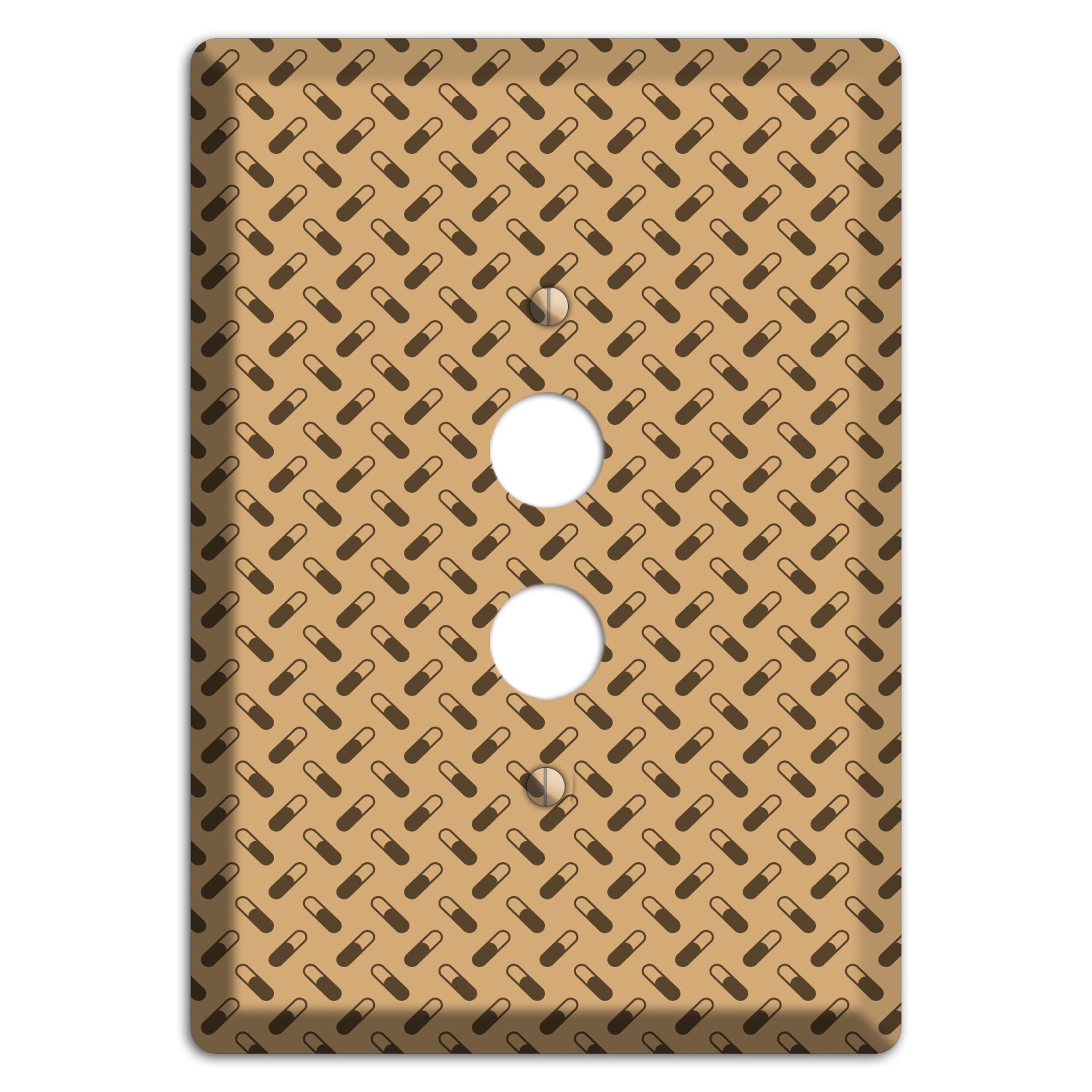 Beige with Brown Motif 1 Pushbutton Wallplate