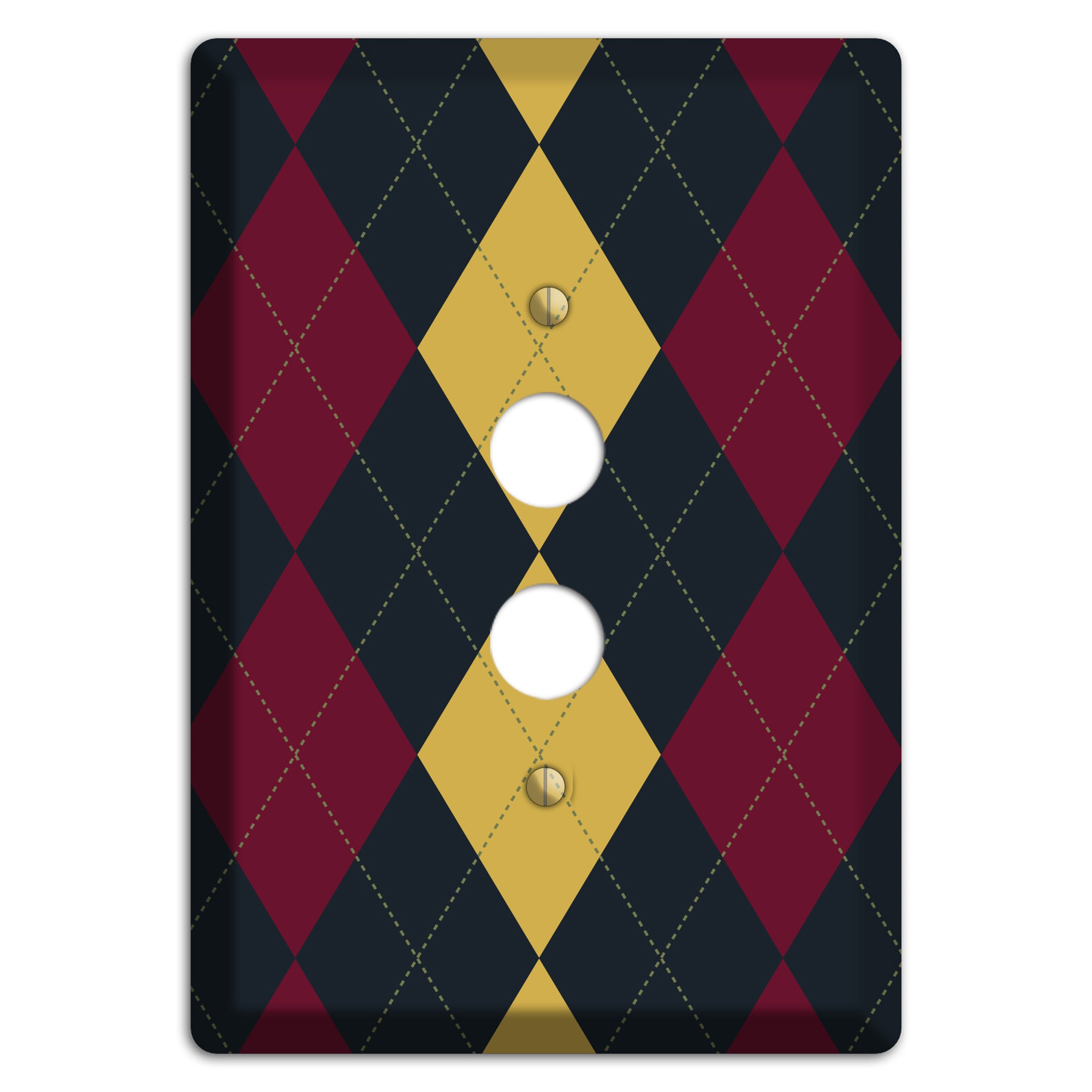 Deep Red and Yellow Argyle 1 Pushbutton Wallplate