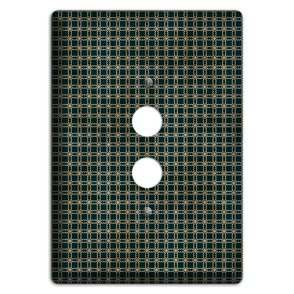 Dark Green Grunge Tiled Tiny Arabesque 1 Pushbutton Wallplate
