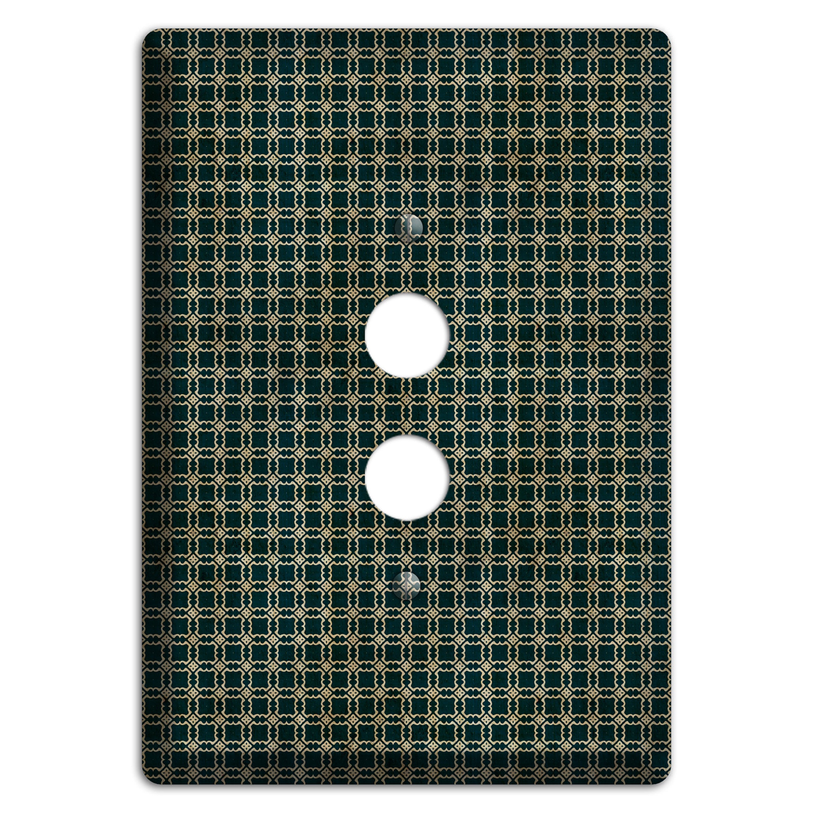Dark Green Grunge Tiled Tiny Arabesque 1 Pushbutton Wallplate