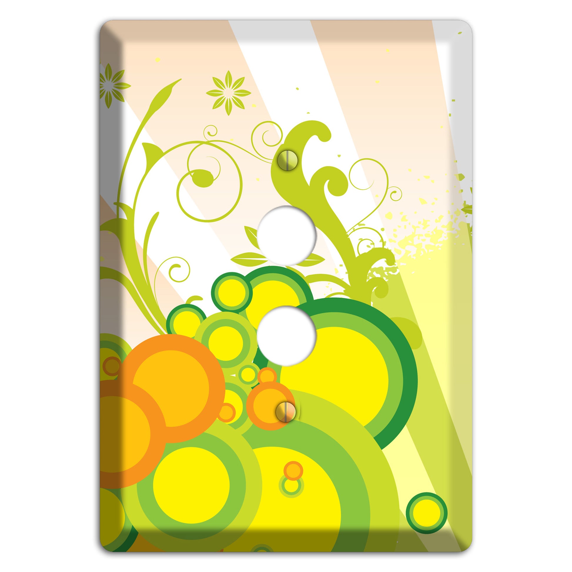 Green Yellow Orange Retro Sprig 1 Pushbutton Wallplate