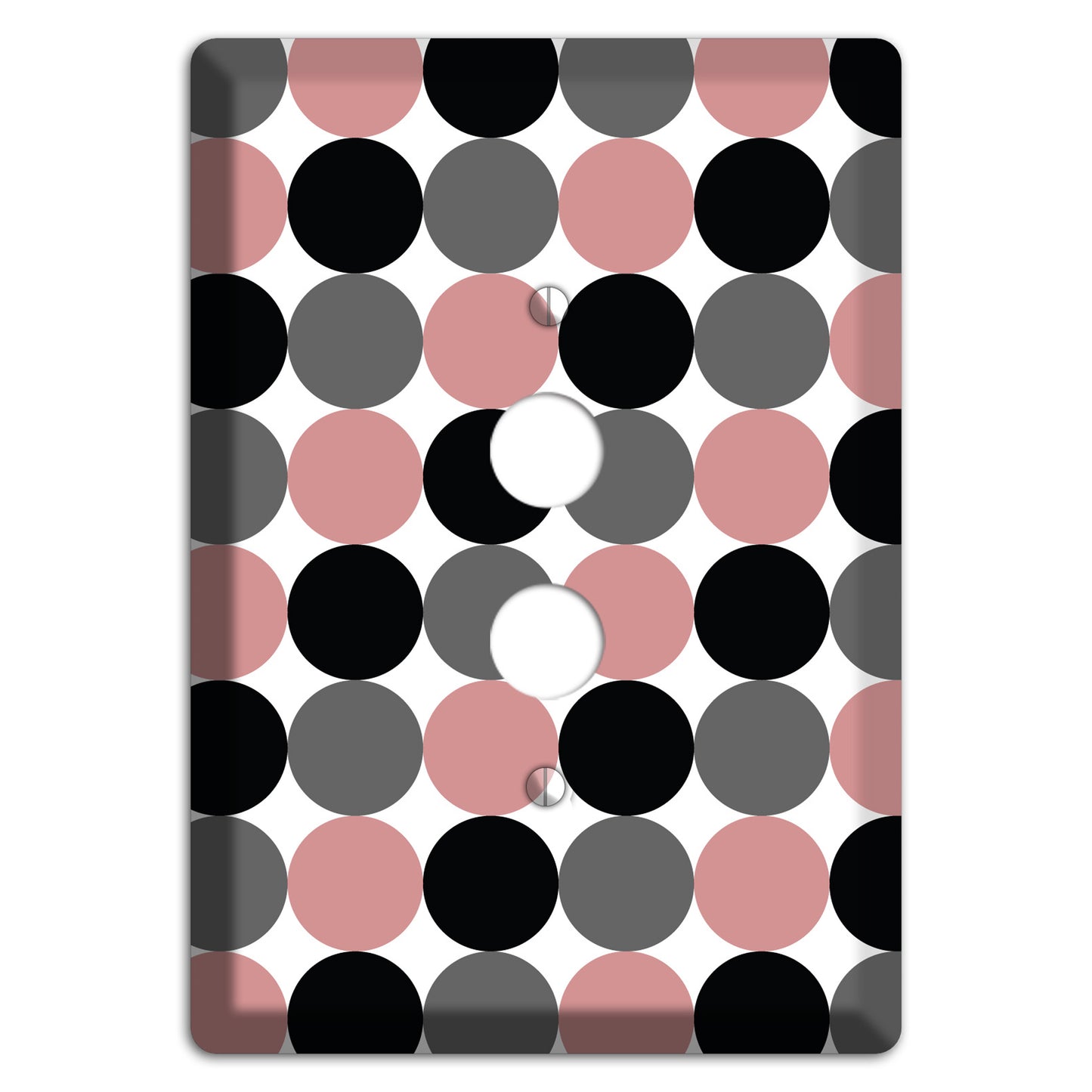 Grey Pink Black Tiled Dots 1 Pushbutton Wallplate