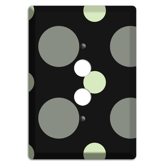 Black with Grey and Sage Multi Medium Polka Dots 1 Pushbutton Wallplate